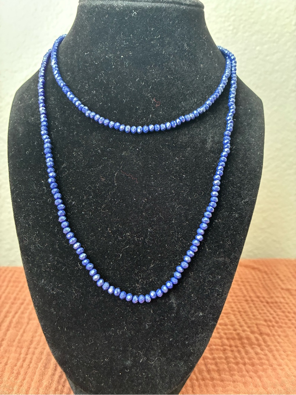 Blue Beaded Women’s Necklace - 32” +2”